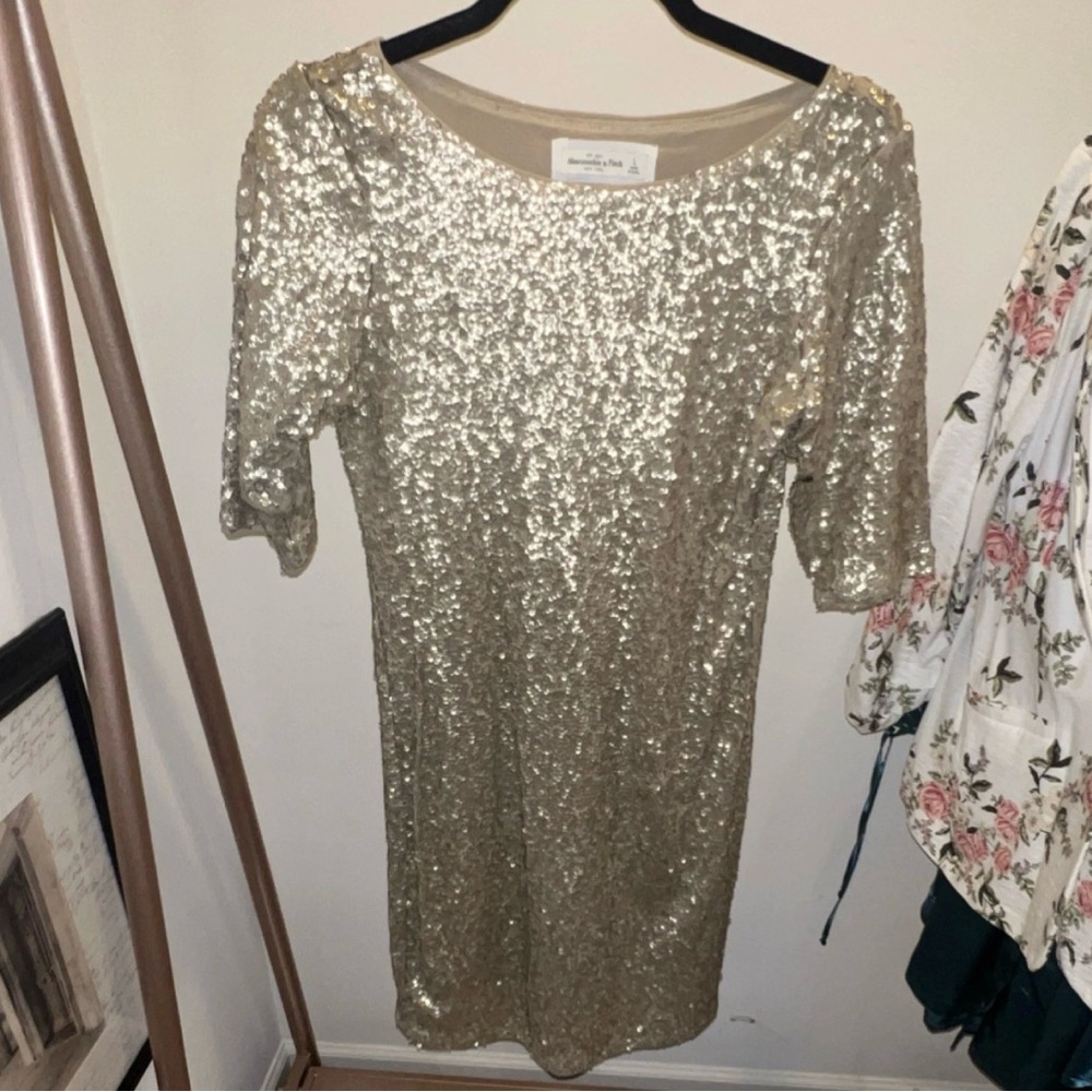 Abercrombie & Fitch Gold Sequin Mini Dress - Picture 2 of 4